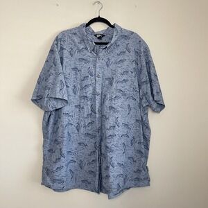 Eddie Bauer Men's Fish Print Button Down Shirt Short Sleeve Fishing Outdoor 3XB